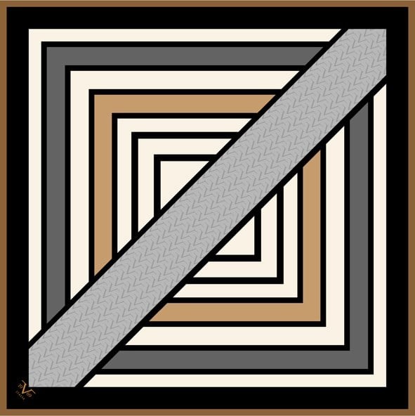 EŞARPGeometrik Desen Black Seri Twill Eşarp Askısı ile Birlikte 90x90 cm