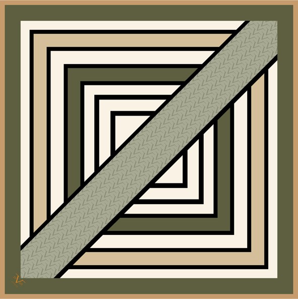 EŞARPGeometrik Desen Black Seri Twill Eşarp Askısı ile Birlikte 90x90 cm