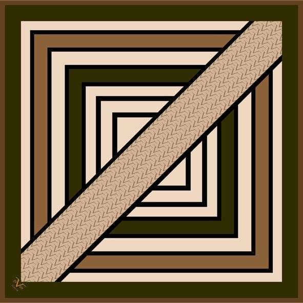 EŞARPGeometrik Desen Black Seri Twill Eşarp Askısı ile Birlikte 90x90 cm
