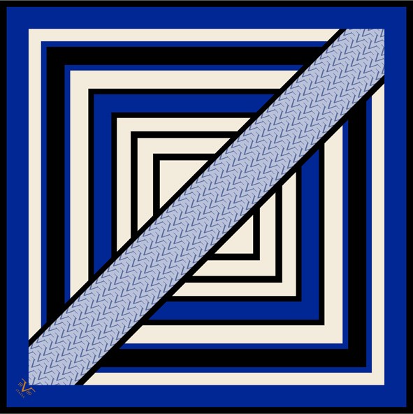 EŞARPGeometrik Desen Black Seri Twill Eşarp Askısı ile Birlikte 90x90 cm