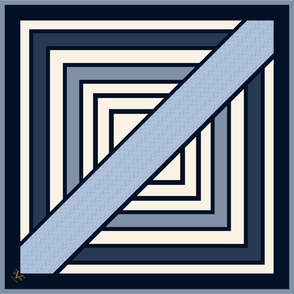 EŞARPGeometrik Desen Black Seri Twill Eşarp Askısı ile Birlikte 90x90 cm
