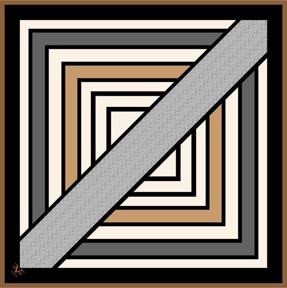 EŞARPGeometrik Desen Black Seri Twill Eşarp Askısı ile Birlikte 90x90 cm