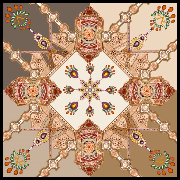 EŞARPBarok Desen Black Seri Rayon Eşarp Askısı ile Birlikte 90x90 cm