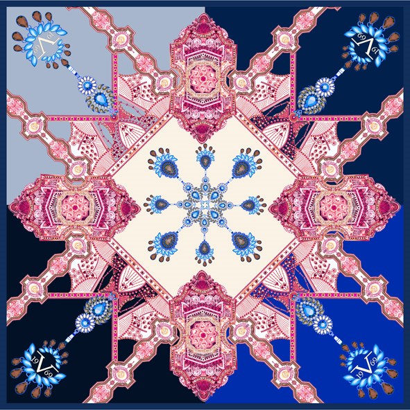 EŞARPBarok Desen Black Seri Rayon Eşarp Askısı ile Birlikte 90x90 cm
