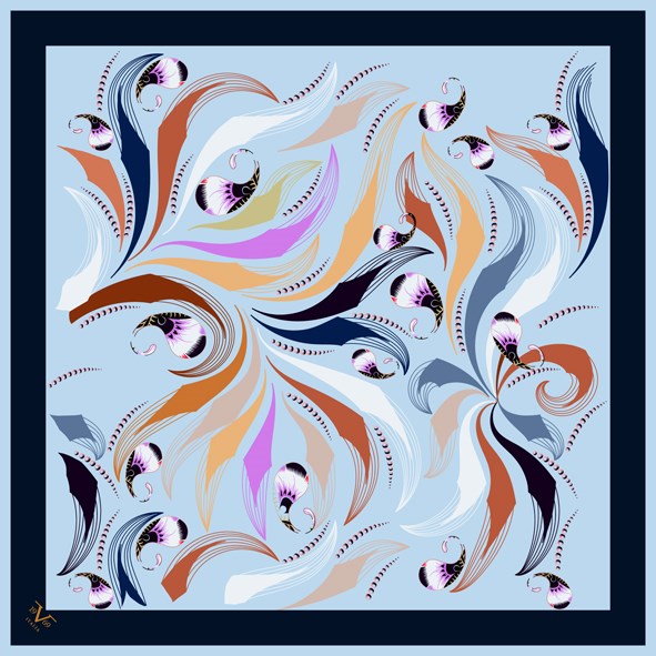 BLACK SERİ EŞARPAbstract Desen Black Seri Twill Eşarp Askısı ile Birlikte 90x90 cm