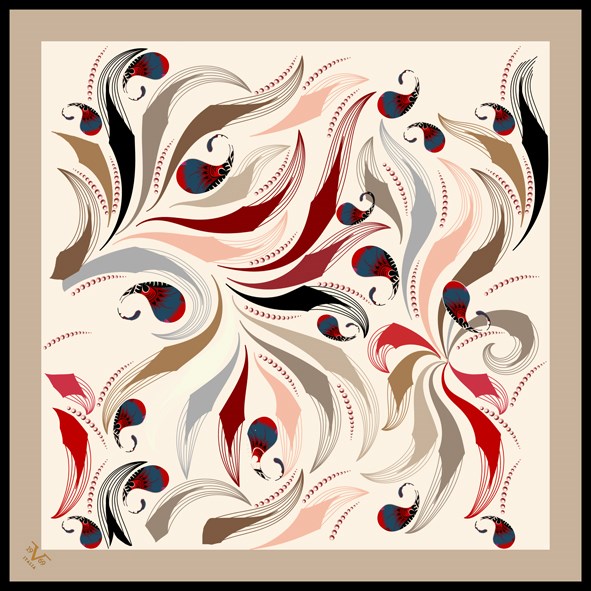 BLACK SERİ EŞARPAbstract Desen Black Seri Twill Eşarp Askısı ile Birlikte 90x90 cm