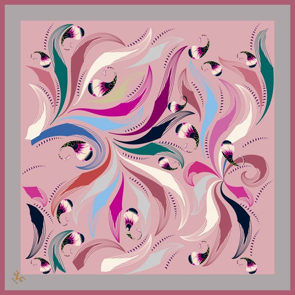 BLACK SERİ EŞARPAbstract Desen Black Seri Twill Eşarp Askısı ile Birlikte 90x90 cm