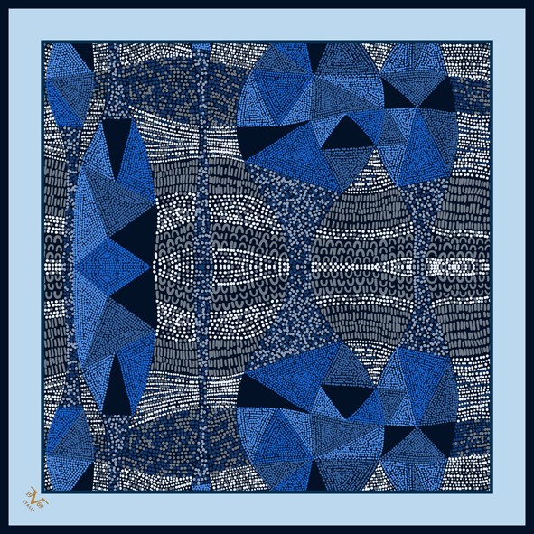 EŞARPEthnic Desen Black Seri Twill Eşarp Askısı ile Birlikte 90x90 cm