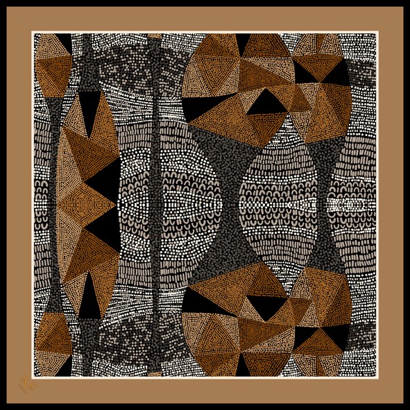 EŞARPEthnic Desen Black Seri Twill Eşarp Askısı ile Birlikte 90x90 cm