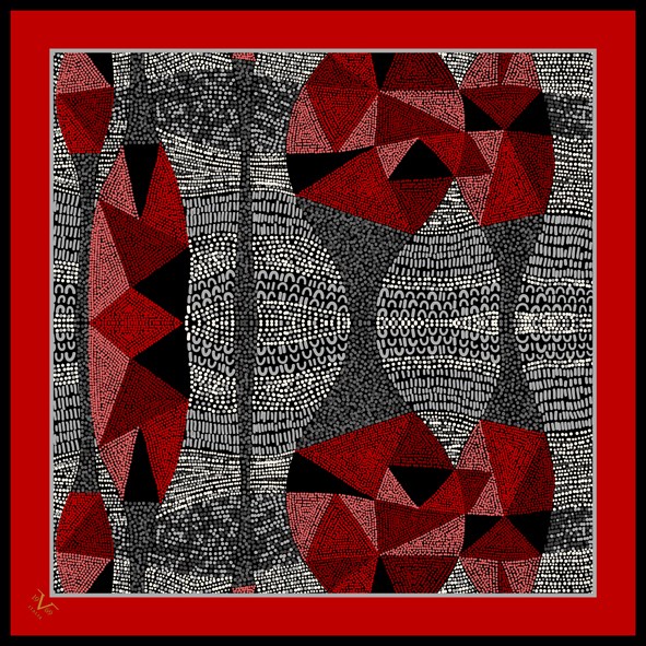 EŞARPEthnic Desen Black Seri Twill Eşarp Askısı ile Birlikte 90x90 cm