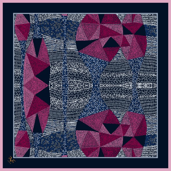EŞARPEthnic Desen Black Seri Twill Eşarp Askısı ile Birlikte 90x90 cm
