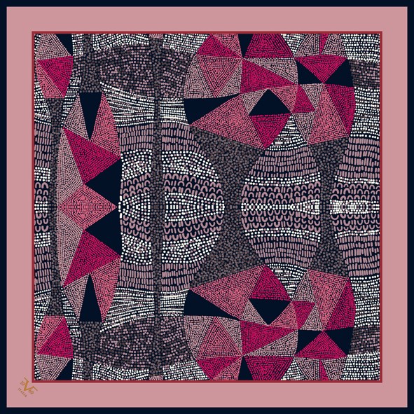 EŞARPEthnic Desen Black Seri Twill Eşarp Askısı ile Birlikte 90x90 cm