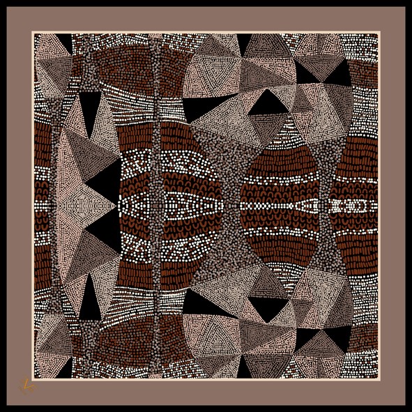 EŞARPEthnic Desen Black Seri Twill Eşarp Askısı ile Birlikte 90x90 cm