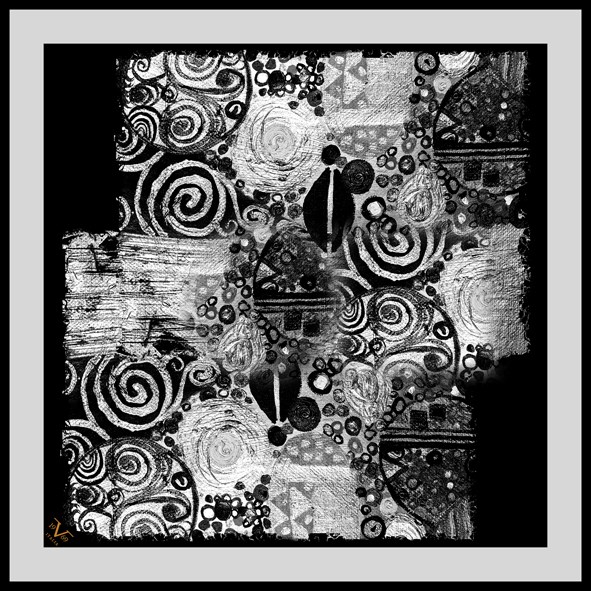 EŞARPEthnic Desen Black Seri Twill Eşarp Askısı ile Birlikte 90x90 cm
