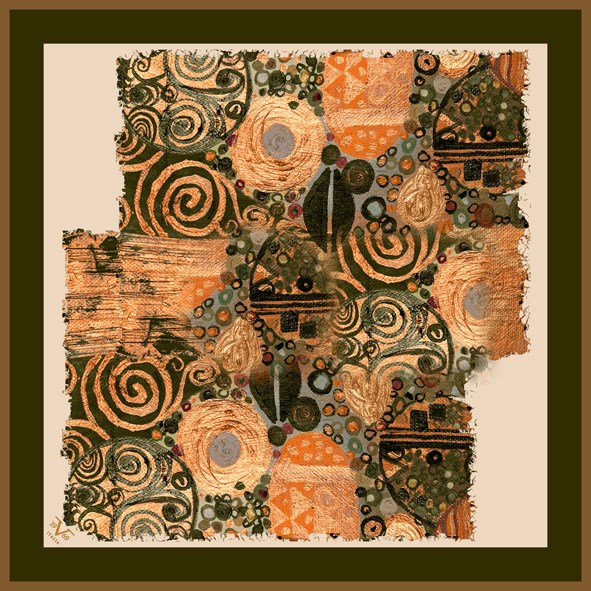 EŞARPEthnic Desen Black Seri Twill Eşarp Askısı ile Birlikte 90x90 cm
