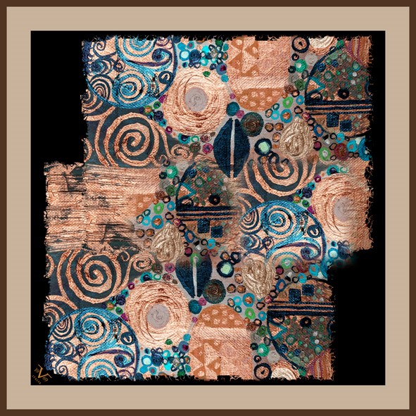 EŞARPEthnic Desen Black Seri Twill Eşarp Askısı ile Birlikte 90x90 cm