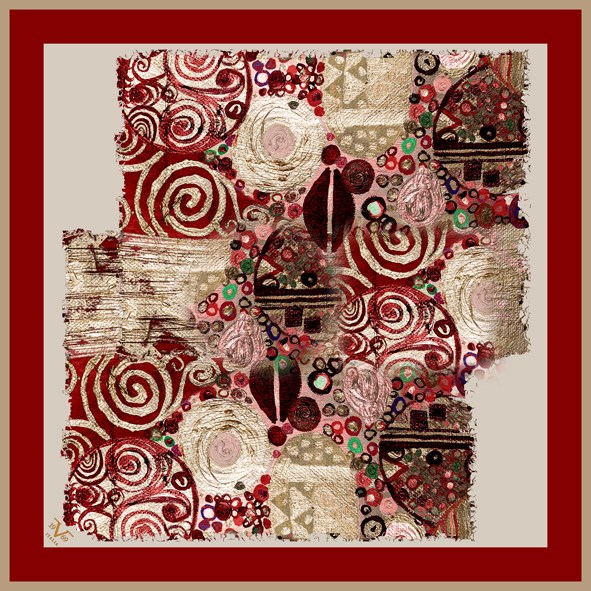 EŞARPEthnic Desen Black Seri Twill Eşarp Askısı ile Birlikte 90x90 cm
