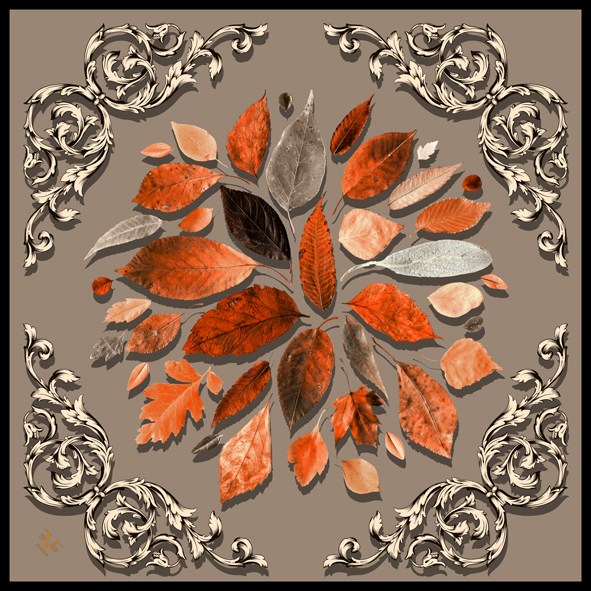 EŞARPBarok Çiçekli Desen Black Seri Twill Eşarp Askısı ile Birlikte 90x90 cm