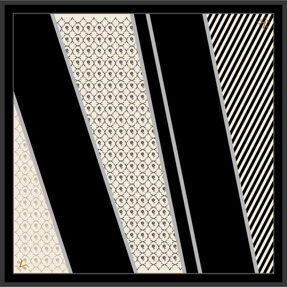 EŞARP19V69 Desen Black Seri Twill Eşarp Askısı ile Birlikte 90x90 cm