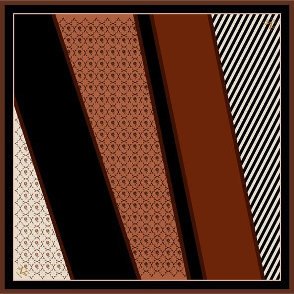 EŞARP19V69 Desen Black Seri Twill Eşarp Askısı ile Birlikte 90x90 cm