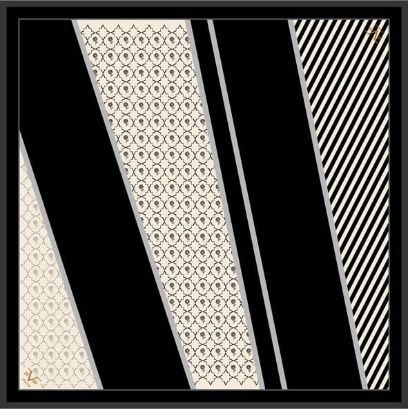 EŞARP19V69 Desen Black Seri Twill Eşarp Askısı ile Birlikte 90x90 cm