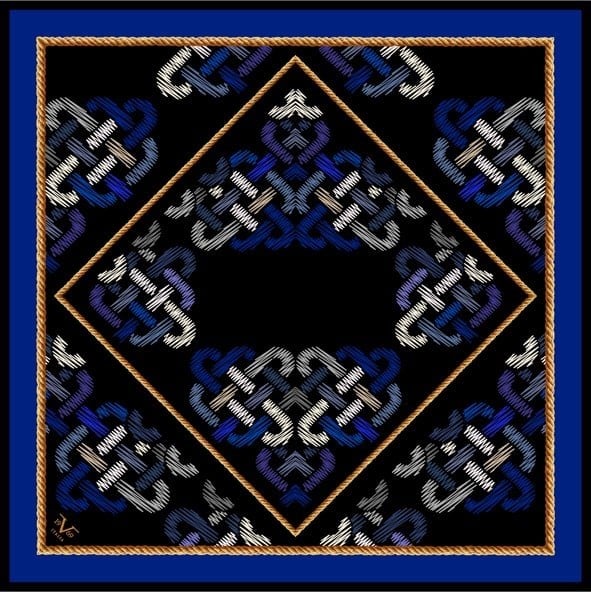EŞARPEthnic Desen Black Seri Twill Eşarp Askısı ile Birlikte 90x90 cm