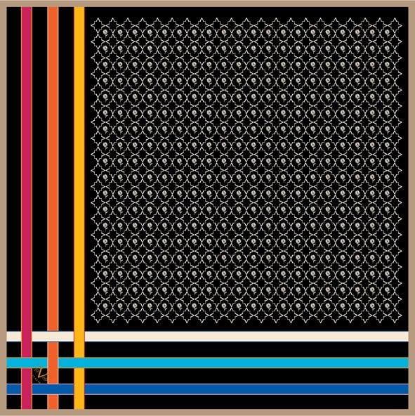 EŞARPLogo Desen Black Seri Twill Eşarp Askısı ile Birlikte 90x90 cm