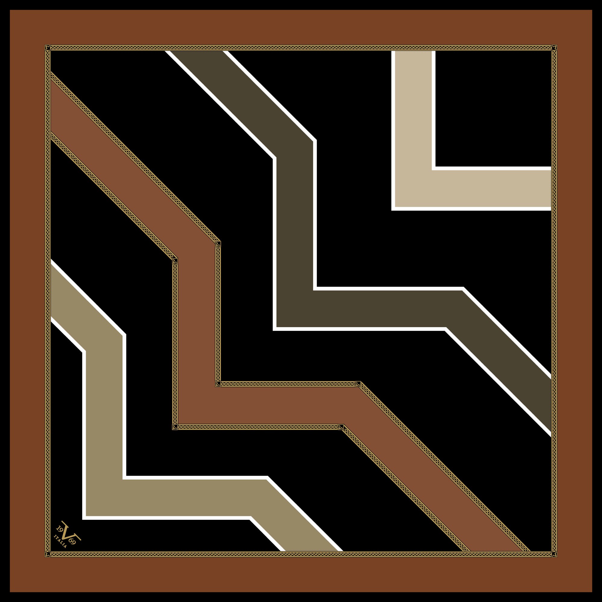 GOLD SERİ EŞARPGeometrik Desen Gold Seri Twill Eşarp Askısı ile Birlikte 90x90 cm