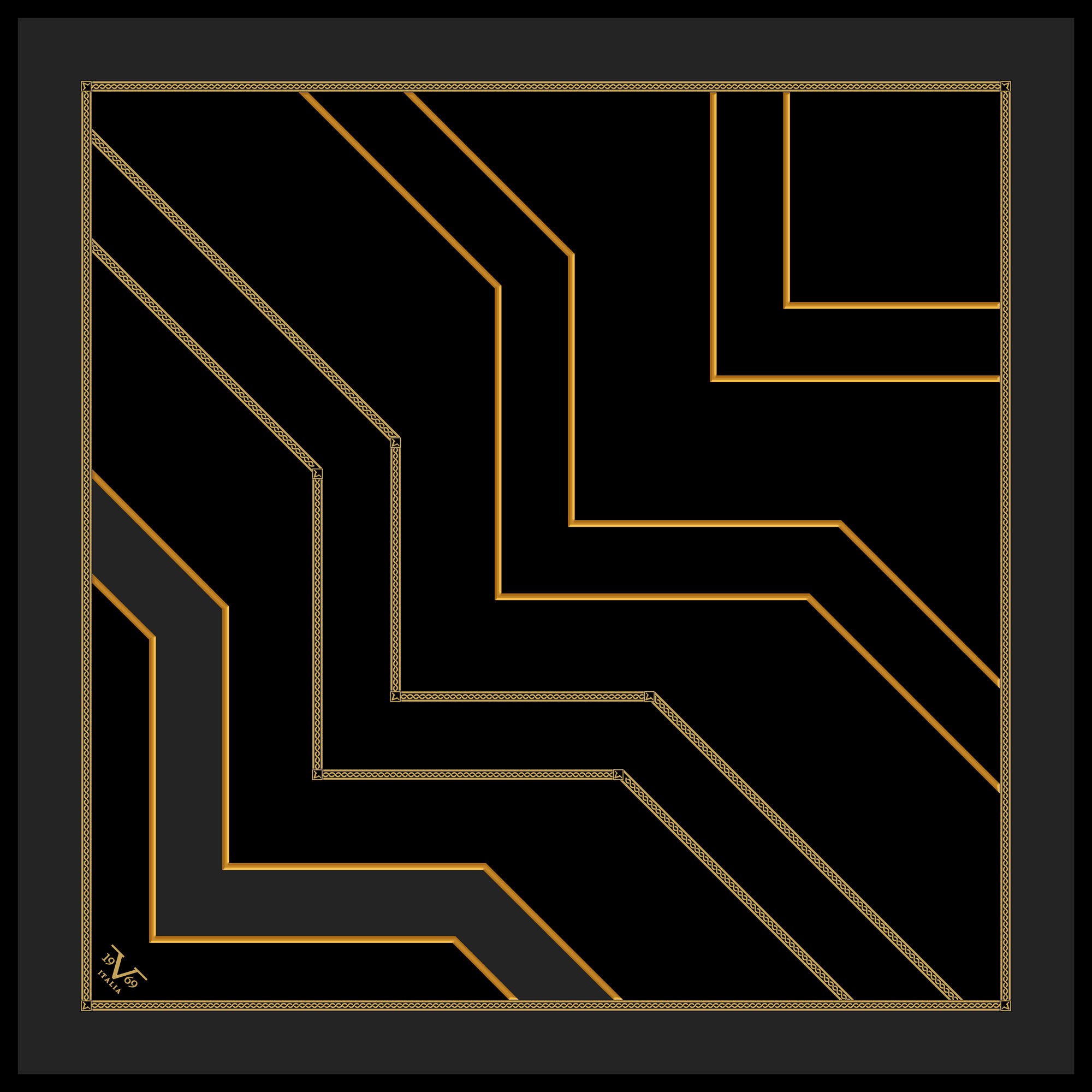 GOLD SERİ EŞARPGeometrik Desen Gold Seri Twill Eşarp Askısı ile Birlikte 90x90 cm