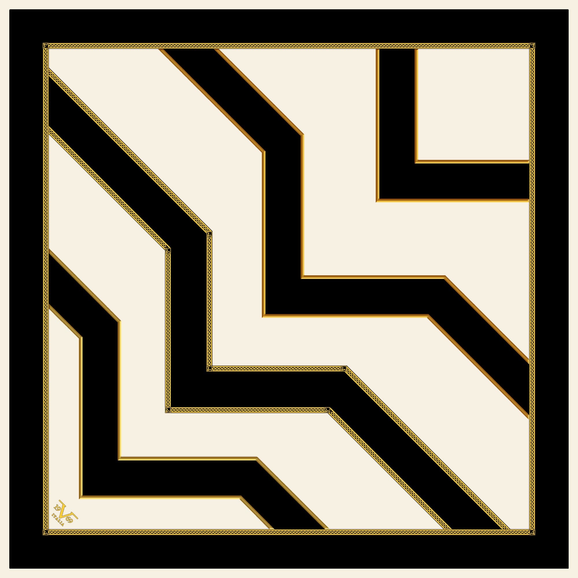 GOLD SERİ EŞARPGeometrik Desen Gold Seri Twill Eşarp Askısı ile Birlikte 90x90 cm
