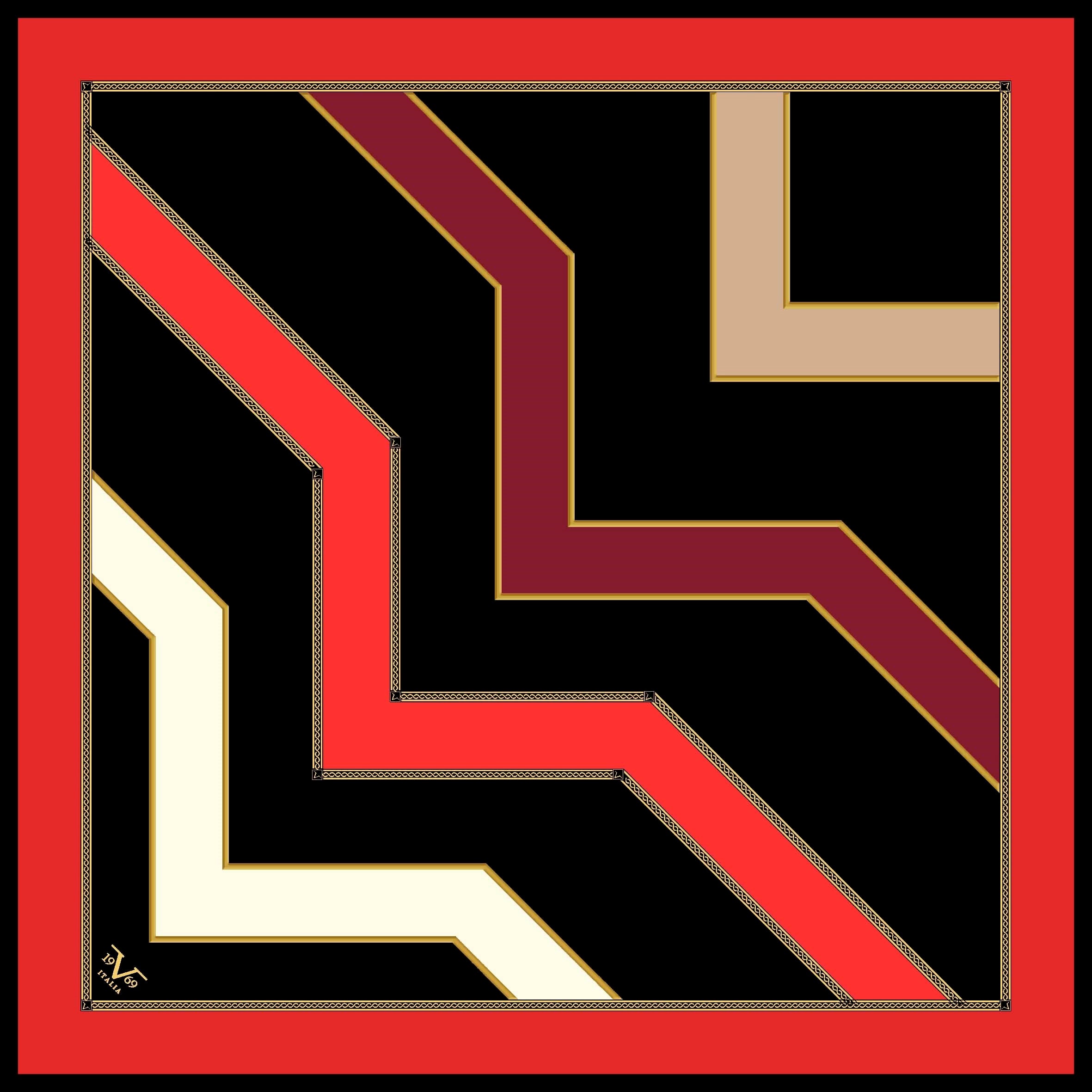 GOLD SERİ EŞARPGeometrik Desen Gold Seri Twill Eşarp Askısı ile Birlikte 90x90 cm