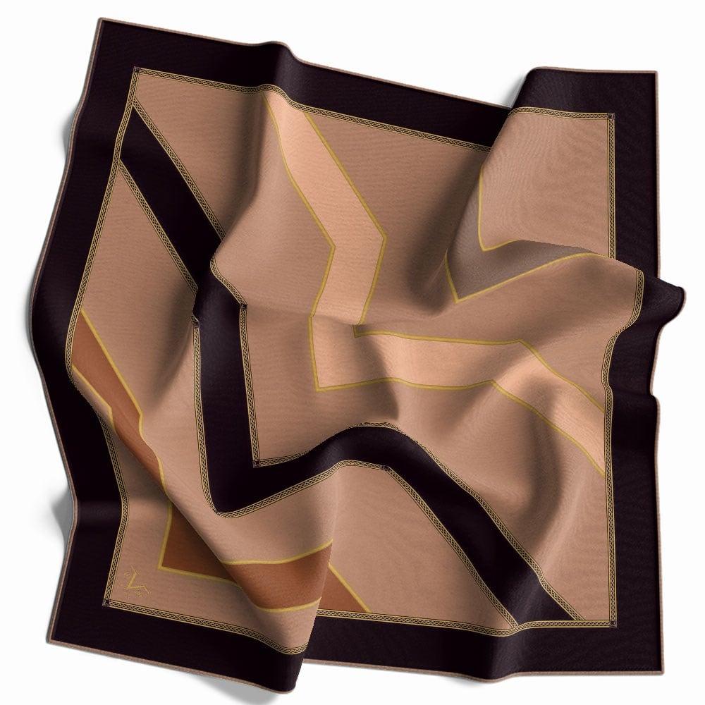 GOLD SERİ EŞARPGeometrik Desen Gold Seri Twill Eşarp Askısı ile Birlikte 90x90 cm
