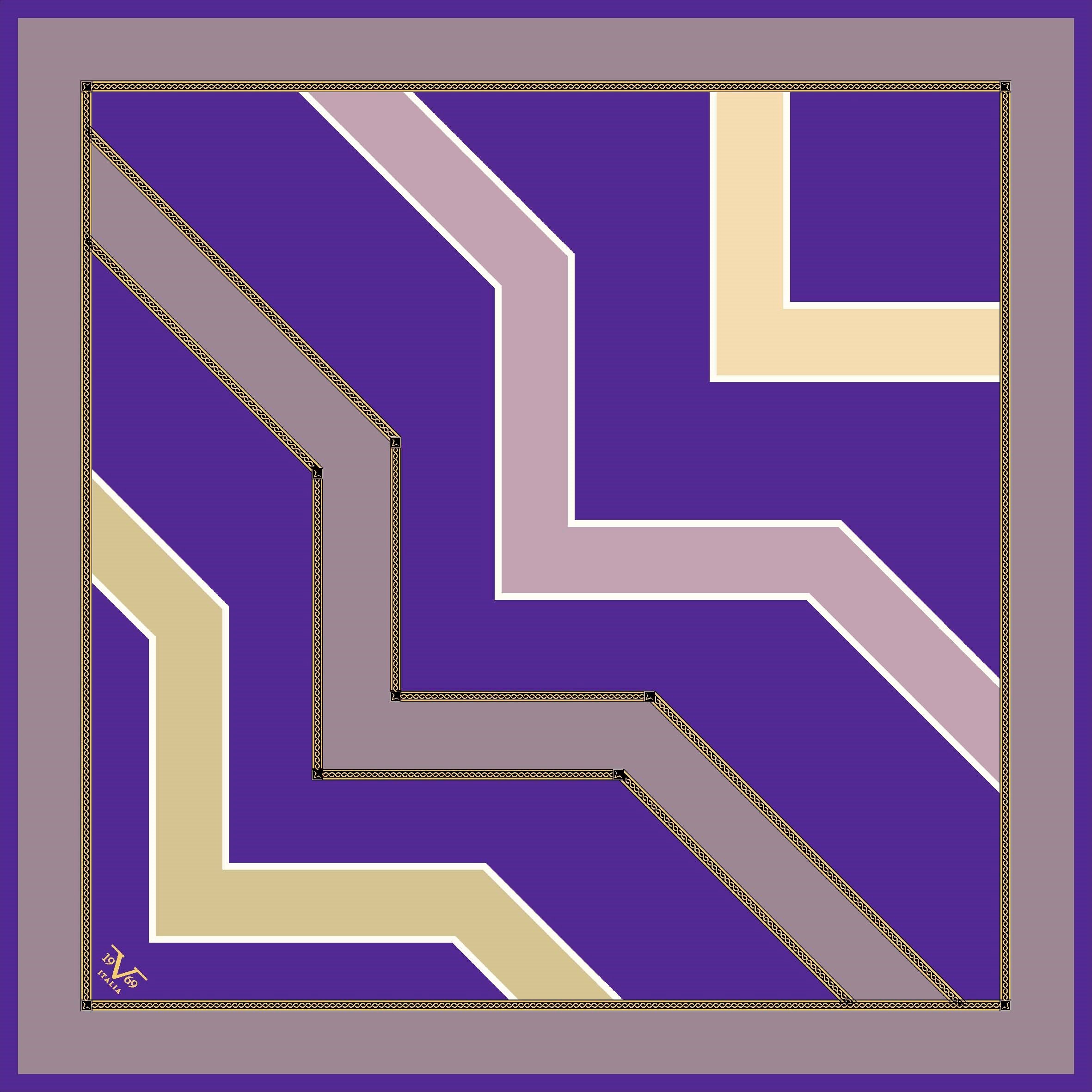 GOLD SERİ EŞARPGeometrik Desen Gold Seri Twill Eşarp Askısı ile Birlikte 90x90 cm