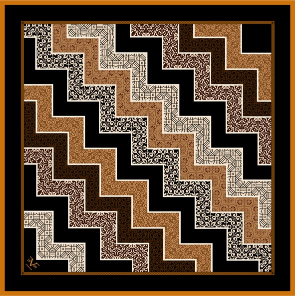 EŞARPPatchwork Desen Black Seri Twill Eşarp Askısı ile Birlikte 90x90 cm