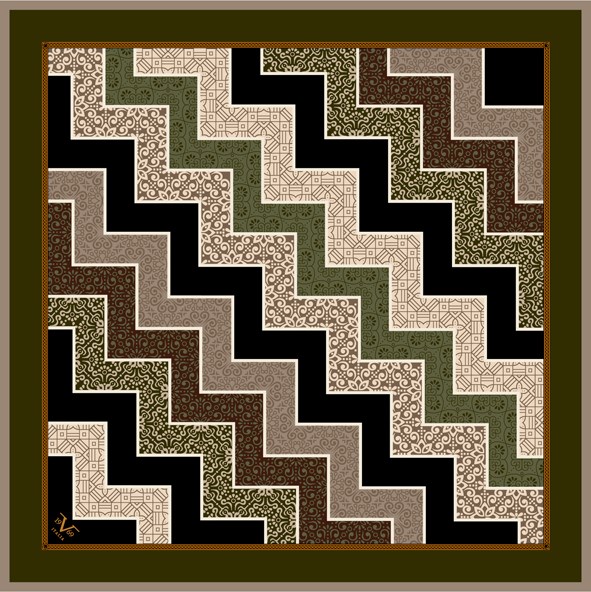 EŞARPPatchwork Desen Black Seri Twill Eşarp Askısı ile Birlikte 90x90 cm
