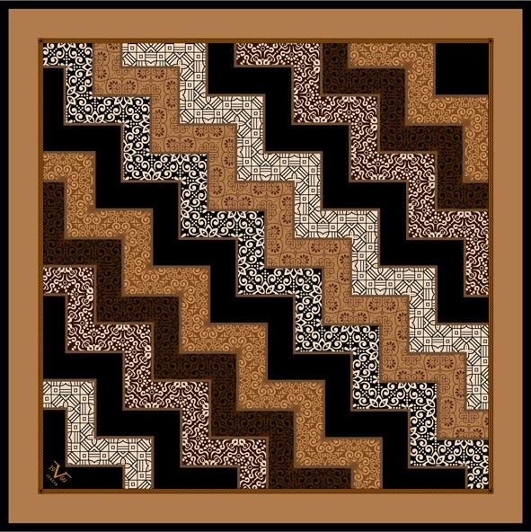 EŞARPPatchwork Desen Black Seri Twill Eşarp Askısı ile Birlikte 90x90 cm