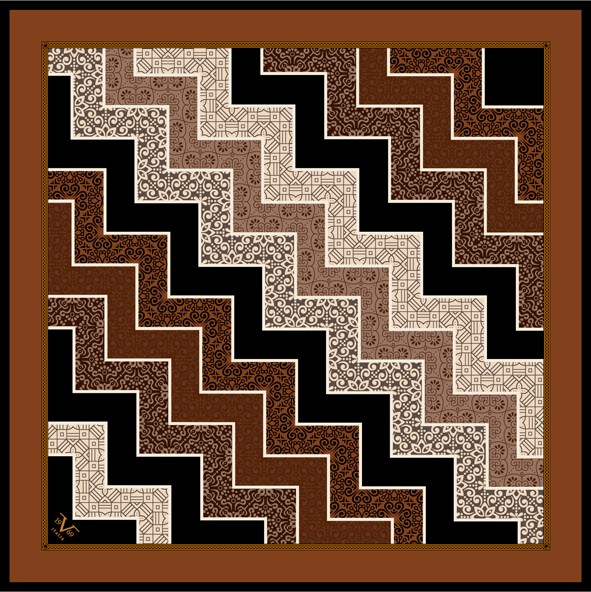 EŞARPPatchwork Desen Black Seri Twill Eşarp Askısı ile Birlikte 90x90 cm