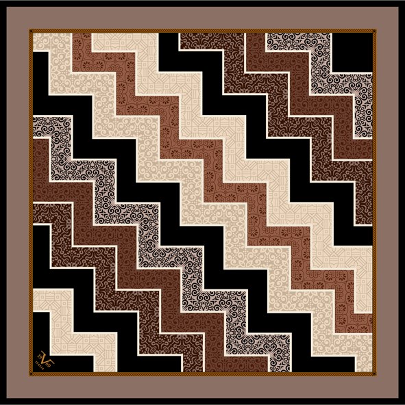 EŞARPPatchwork Desen Black Seri Twill Eşarp Askısı ile Birlikte 90x90 cm