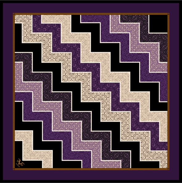 EŞARPPatchwork Desen Black Seri Twill Eşarp Askısı ile Birlikte 90x90 cm