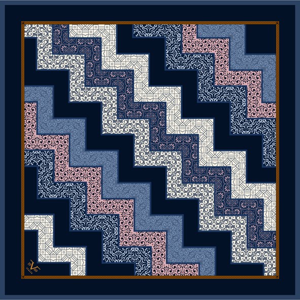 EŞARPPatchwork Desen Black Seri Twill Eşarp Askısı ile Birlikte 90x90 cm