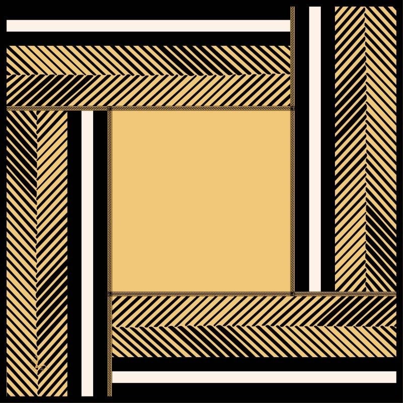 EŞARPGeometrik Desen Black Seri Twill Eşarp Askısı ile Birlikte 90x90 cm