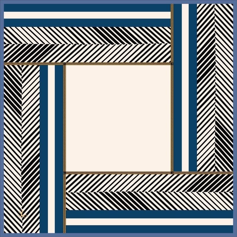 EŞARPGeometrik Desen Black Seri Twill Eşarp Askısı ile Birlikte 90x90 cm