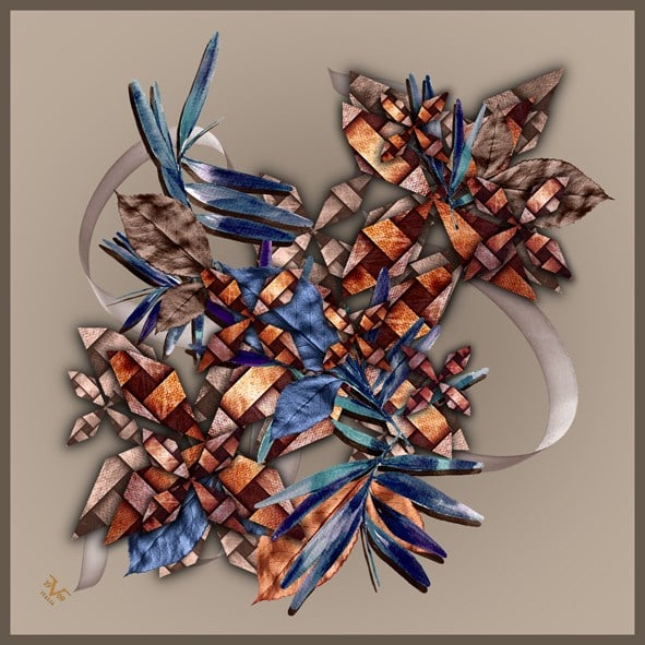 EŞARPAbstract Desen Black Seri Twill Eşarp Askısı ile Birlikte 90x90 cm
