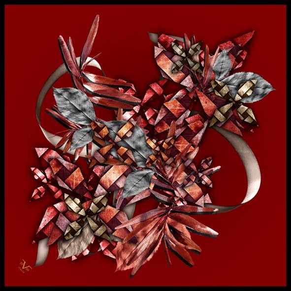 EŞARPAbstract Desen Black Seri Twill Eşarp Askısı ile Birlikte 90x90 cm