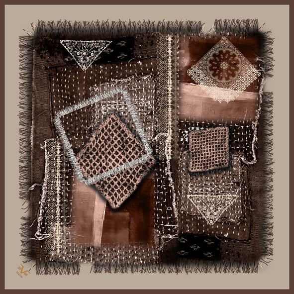 BLACK SERİ EŞARPEthnic Desen Black Seri Twill Eşarp Askısı ile Birlikte 90x90 cm