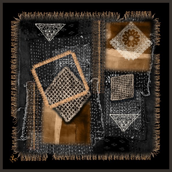 BLACK SERİ EŞARPEthnic Desen Black Seri Twill Eşarp Askısı ile Birlikte 90x90 cm