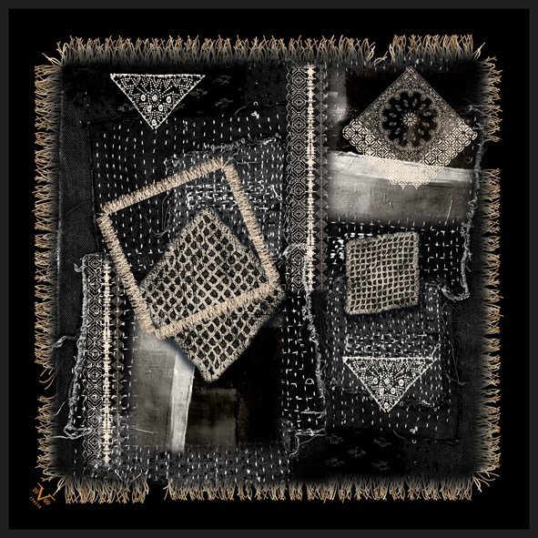 BLACK SERİ EŞARPEthnic Desen Black Seri Twill Eşarp Askısı ile Birlikte 90x90 cm