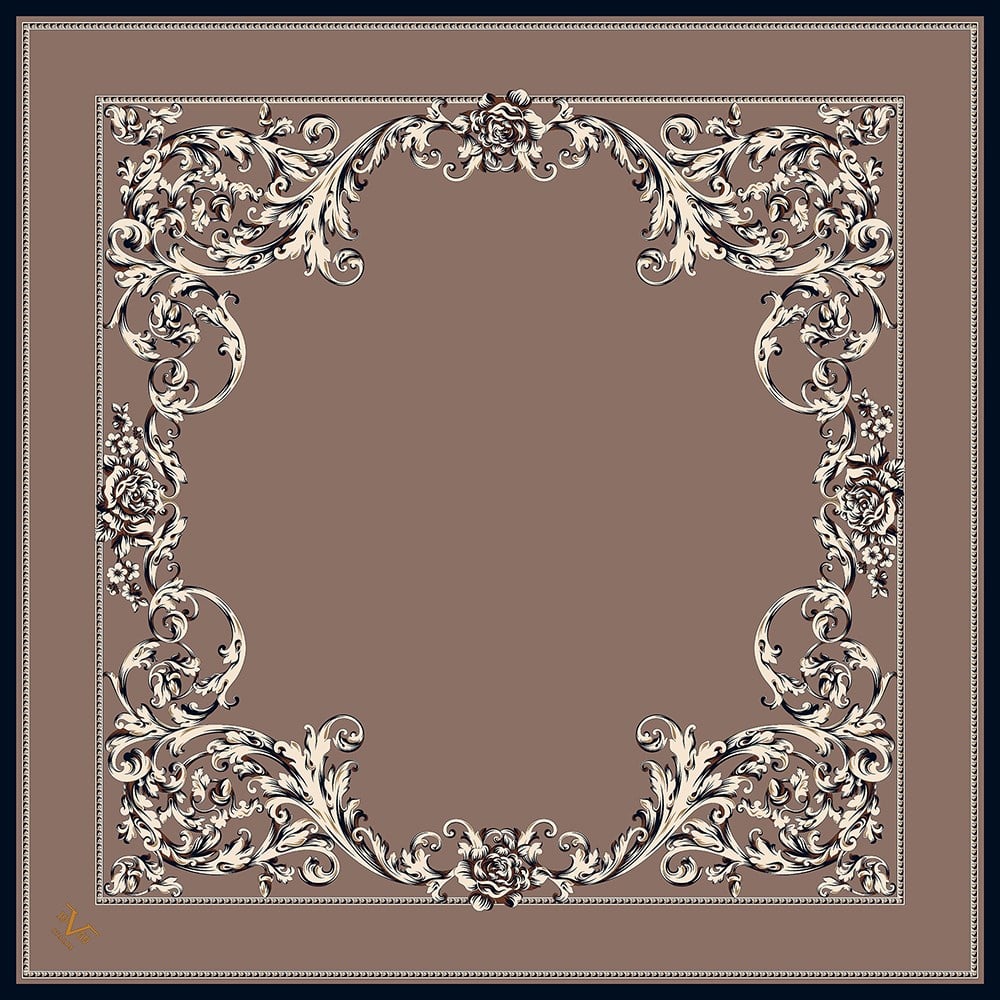 EŞARPBarok Desen Black Seri Twill Eşarp Askısı ile Birlikte 90x90 cm