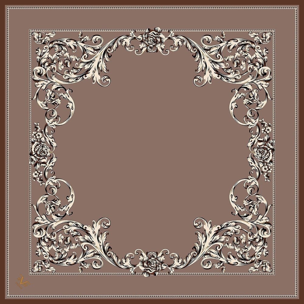EŞARPBarok Desen Black Seri Twill Eşarp Askısı ile Birlikte 90x90 cm