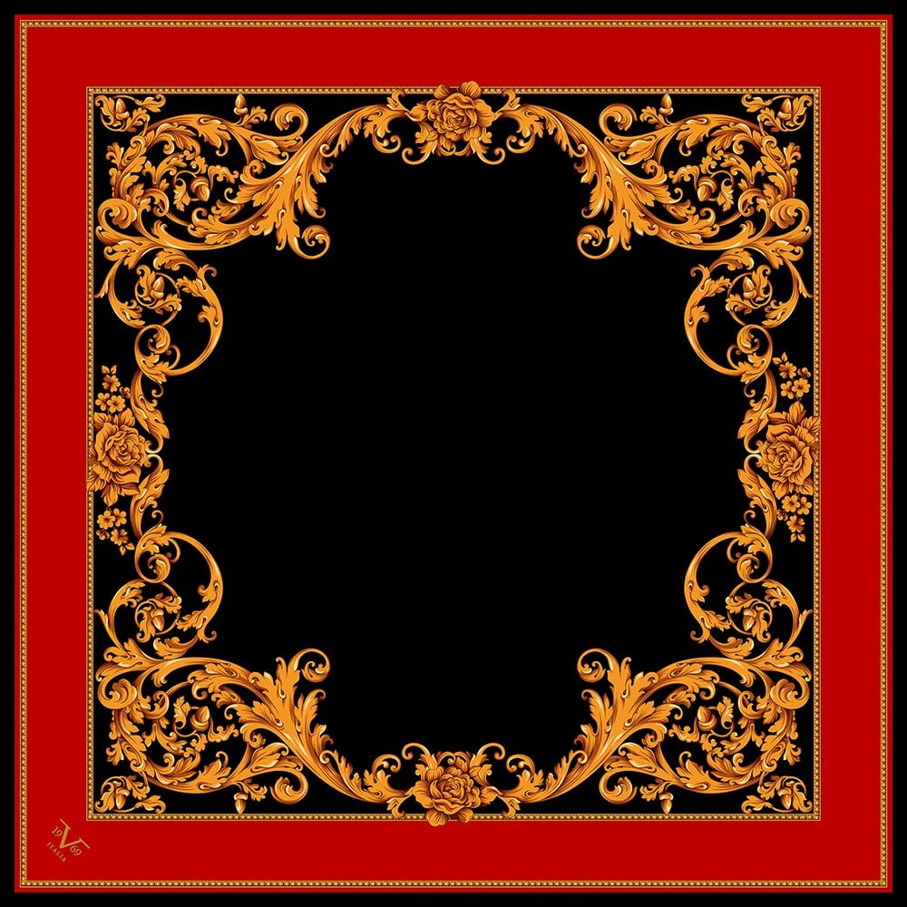EŞARPBarok Desen Black Seri Twill Eşarp Askısı ile Birlikte 90x90 cm